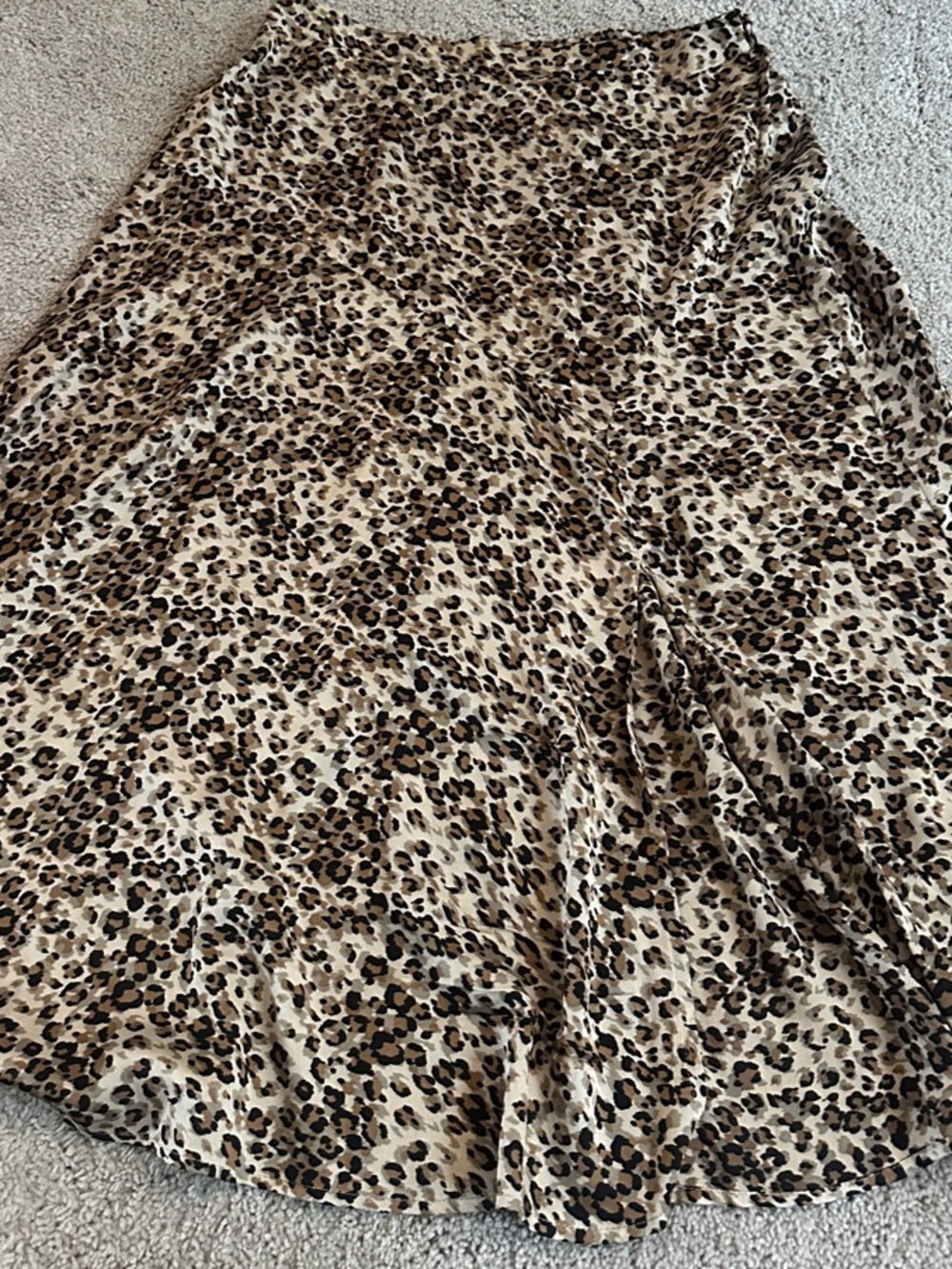 Leopard Print Midi Skirt in Beige and Brown